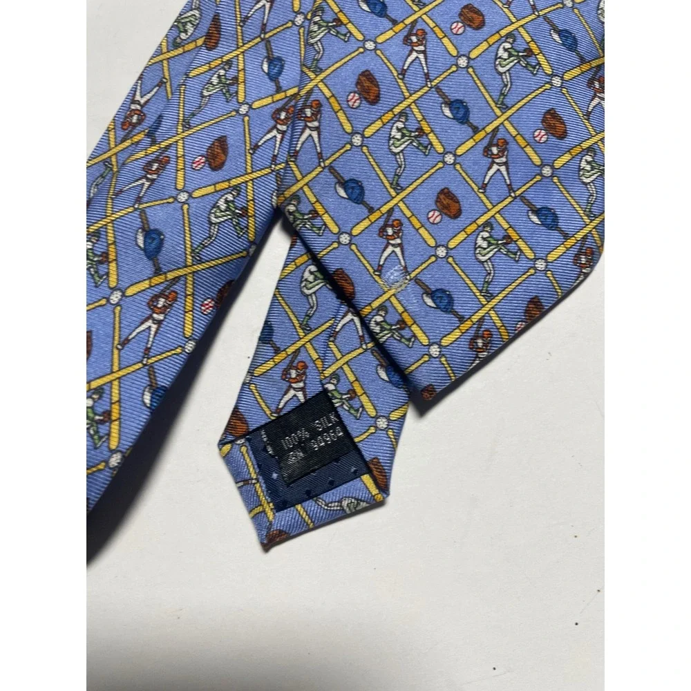 Talbots Kids‎ Necktie Boys OS Blue Baseball Silk Novelty Sporty Preppy Accessory